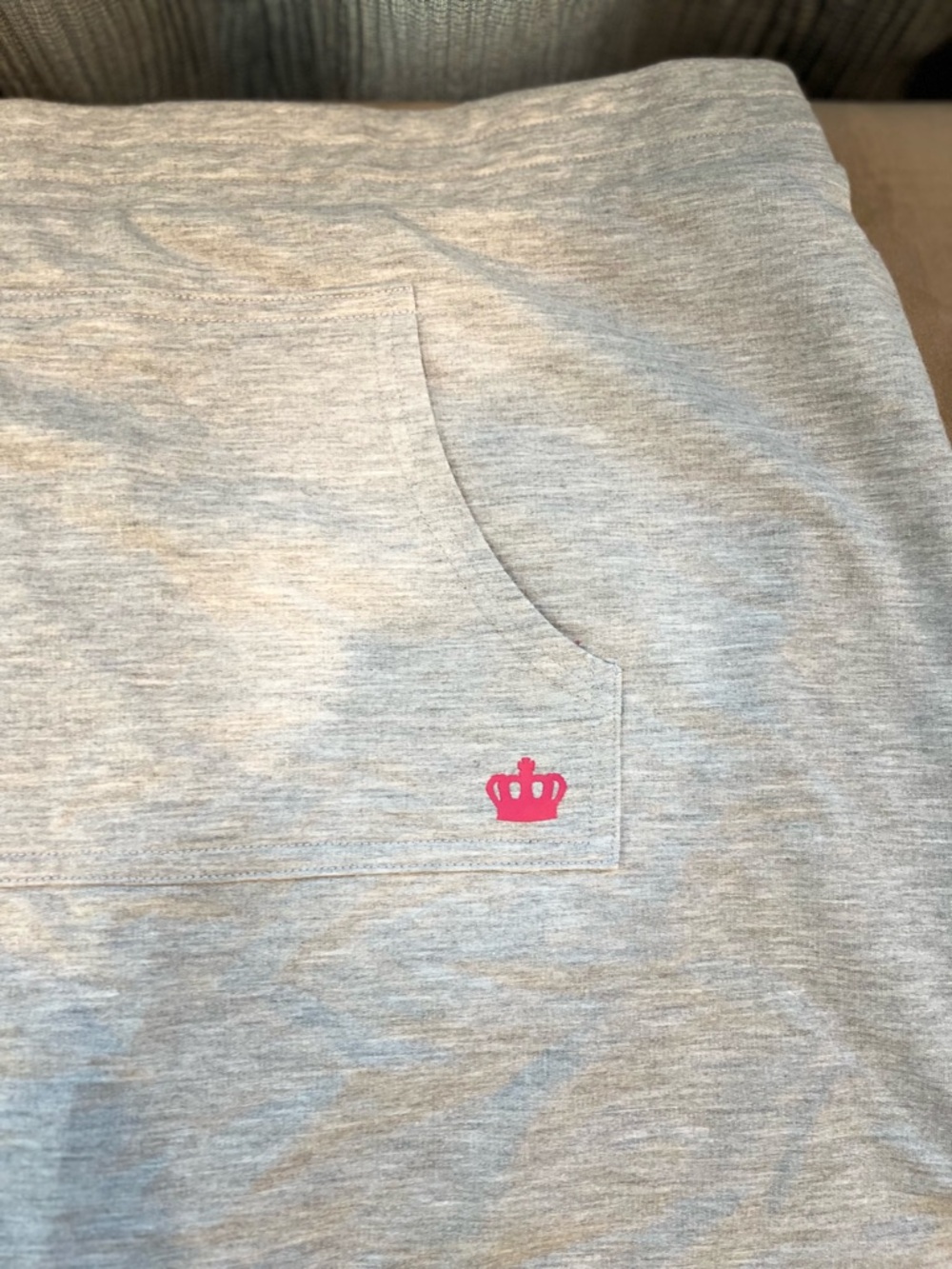 Juicy Couture Light Gray Skirt Kangaroo Pockets with Pink Crown Accent - Picture 3 of 10